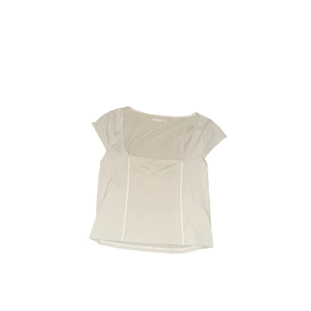 Abercrombie & Fitch Cream Short Sleeve Scoop Neck Top